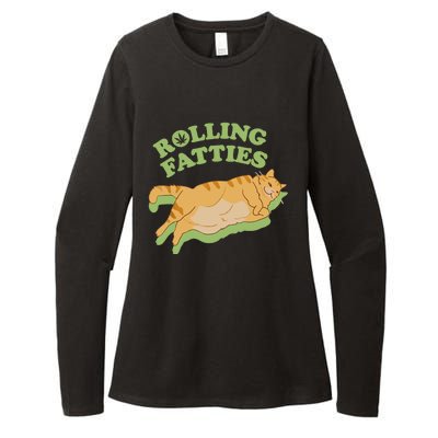 Rolling Fatties Funny Weed Cat Marijuana Womens CVC Long Sleeve Shirt