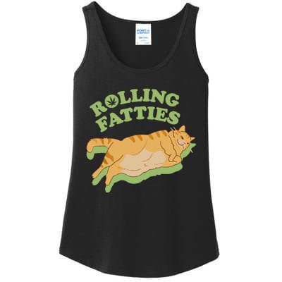 Rolling Fatties Funny Weed Cat Marijuana Ladies Essential Tank