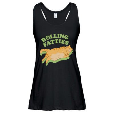 Rolling Fatties Funny Weed Cat Marijuana Ladies Essential Flowy Tank