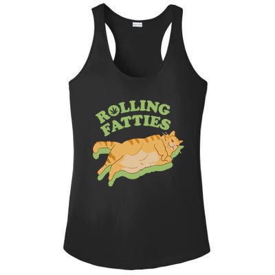 Rolling Fatties Funny Weed Cat Marijuana Ladies PosiCharge Competitor Racerback Tank