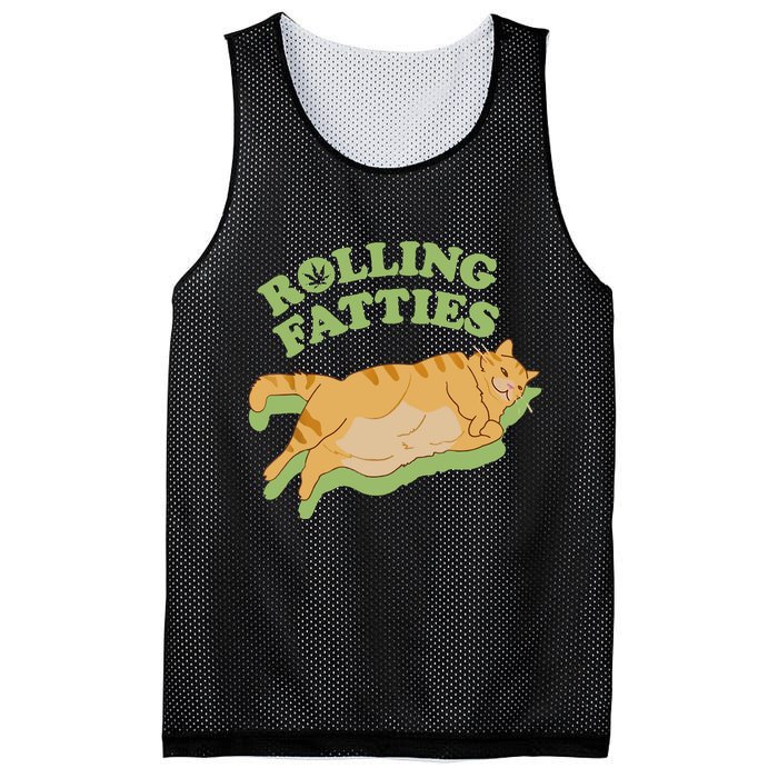 Rolling Fatties Funny Weed Cat Marijuana Mesh Reversible Basketball Jersey Tank