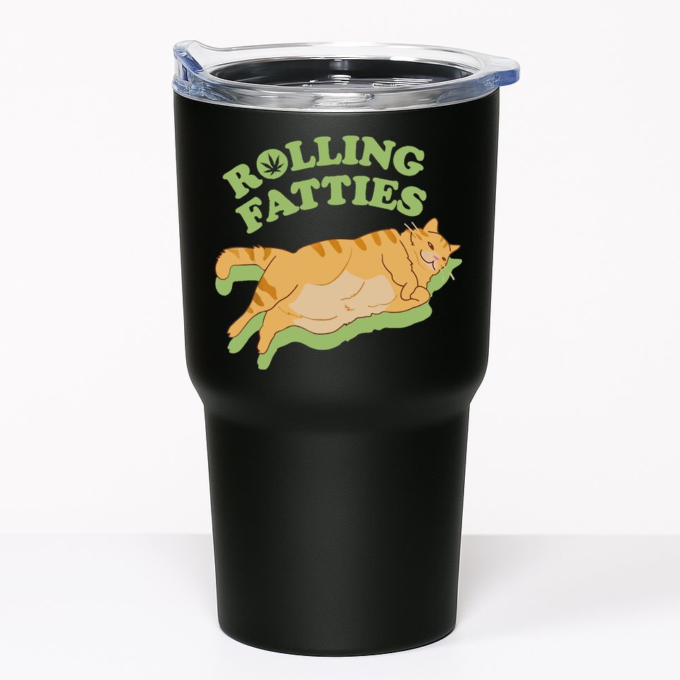 Rolling Fatties Funny Weed Cat Marijuana Tumbler