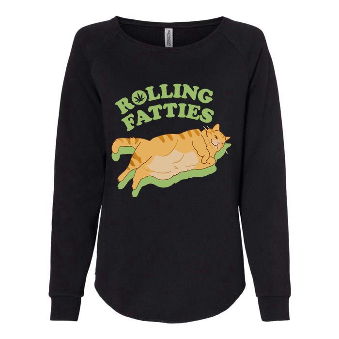 Rolling Fatties Funny Weed Cat Marijuana Womens California Wash Sweatshirt