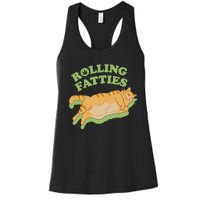 Rolling Fatties Funny Weed Cat Marijuana Women's Racerback Tank