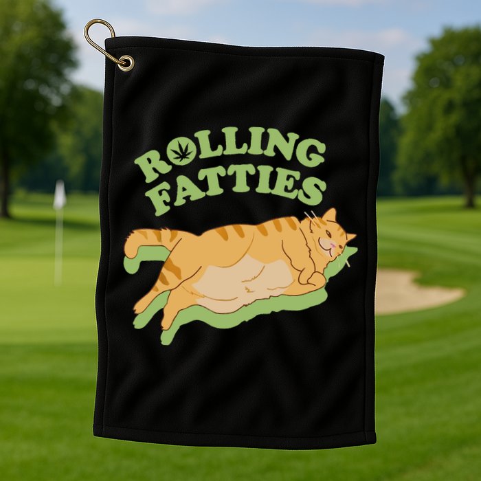 Rolling Fatties Funny Weed Cat Marijuana Golf Towel