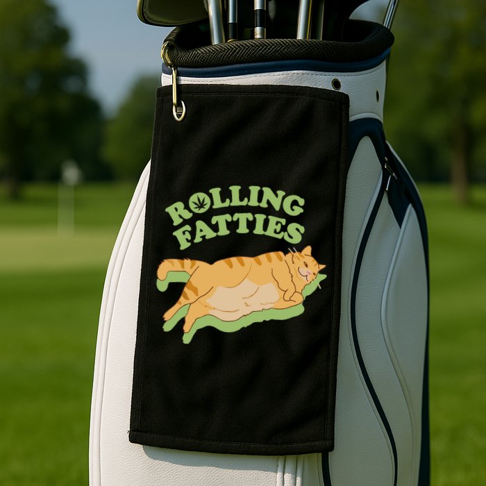 Rolling Fatties Funny Weed Cat Marijuana Golf Towel