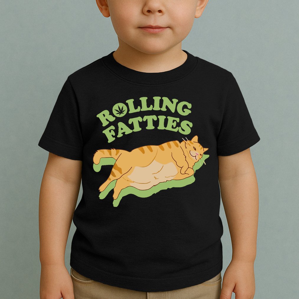 Rolling Fatties Funny Weed Cat Marijuana Toddler T-Shirt