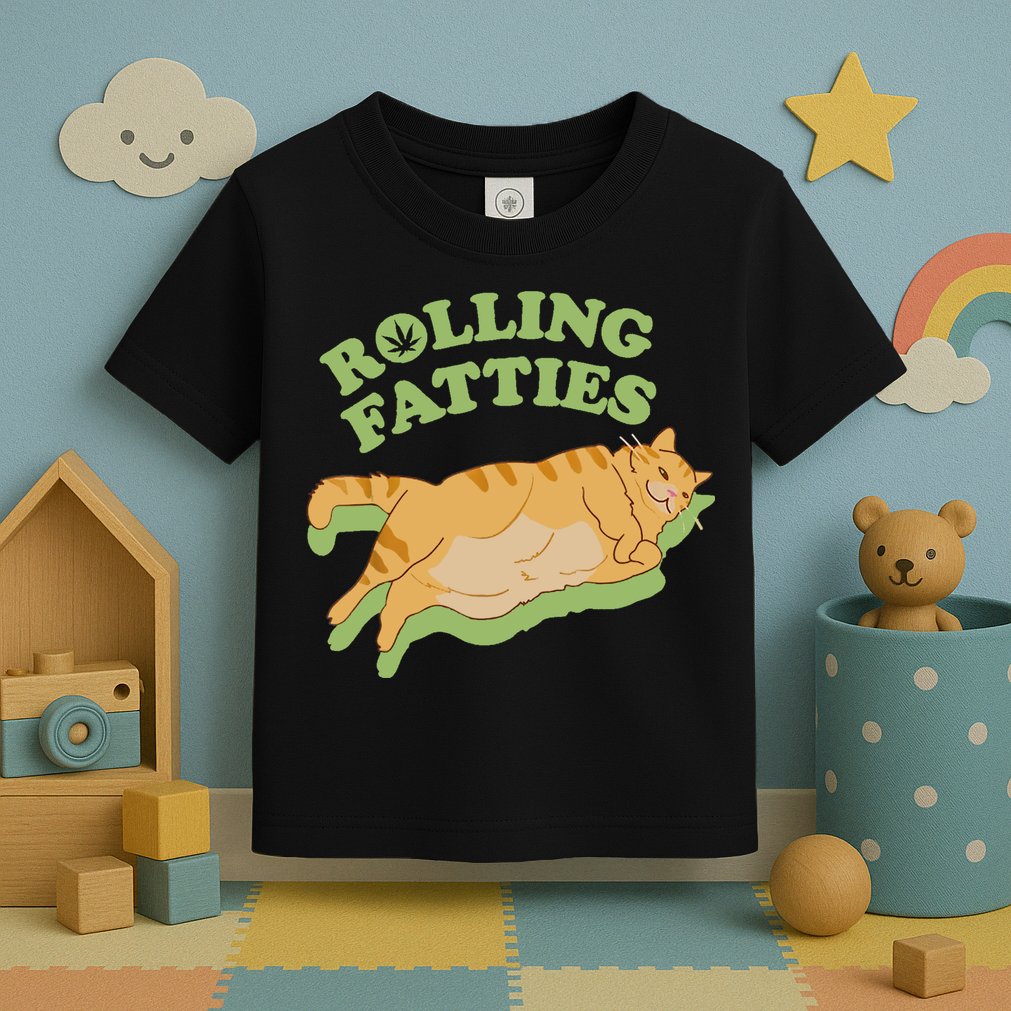 Rolling Fatties Funny Weed Cat Marijuana Toddler T-Shirt
