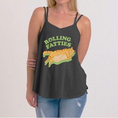 Rolling Fatties Funny Weed Cat Marijuana Women's Strappy Tank