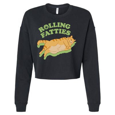 Rolling Fatties Funny Weed Cat Marijuana Cropped Pullover Crew