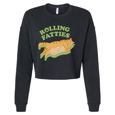 Rolling Fatties Funny Weed Cat Marijuana Cropped Pullover Crew