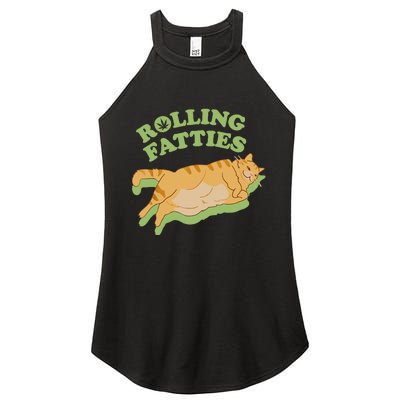 Rolling Fatties Funny Weed Cat Marijuana Women's Perfect Tri Rocker Tank