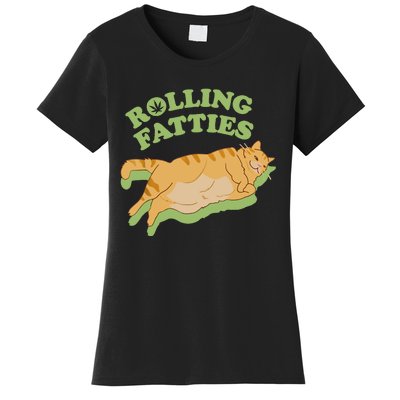 Rolling Fatties Funny Weed Cat Marijuana Women's T-Shirt