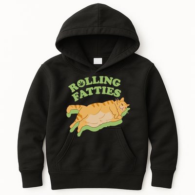 Rolling Fatties Funny Weed Cat Marijuana Kids Hoodie