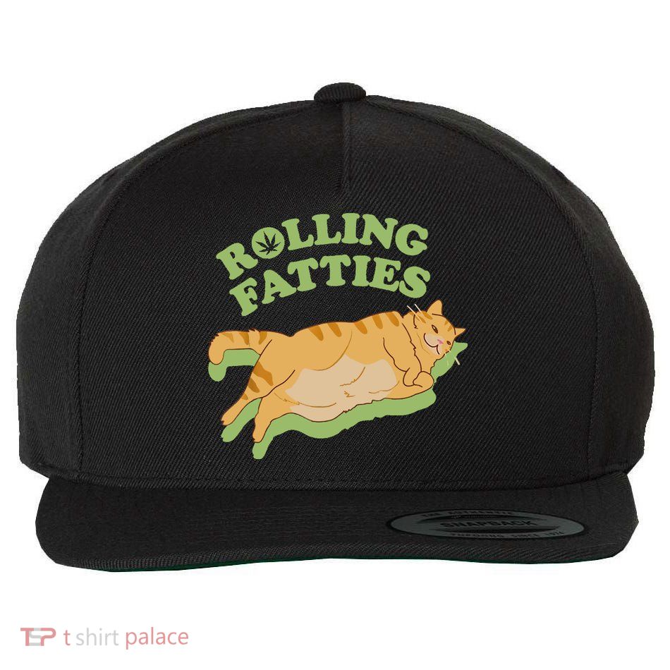 Rolling Fatties Funny Weed Cat Marijuana Wool Snapback Cap