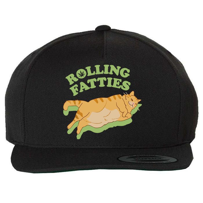 Rolling Fatties Funny Weed Cat Marijuana Wool Snapback Cap