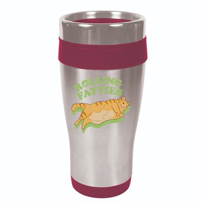 Rolling Fatties Funny Weed Cat Marijuana 16oz Travel Tumbler