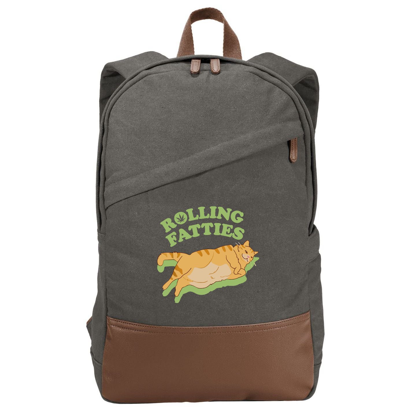 Rolling Fatties Funny Weed Cat Marijuana Cotton Canvas Backpack