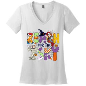 Reach For Funny The Sky Halloween Woody Buzz Lightyear Funny Halloween Women's V-Neck T-Shirt