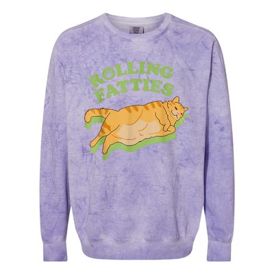 Rolling Fatties Funny Weed Cat Marijuana  Colorblast Crewneck Sweatshirt