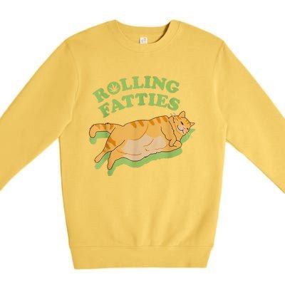 Rolling Fatties Funny Weed Cat Marijuana  Premium Crewneck Sweatshirt