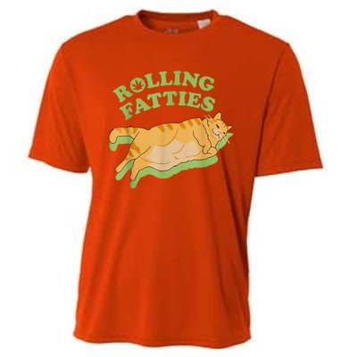 Rolling Fatties Funny Weed Cat Marijuana  Cooling Performance Crew T-Shirt