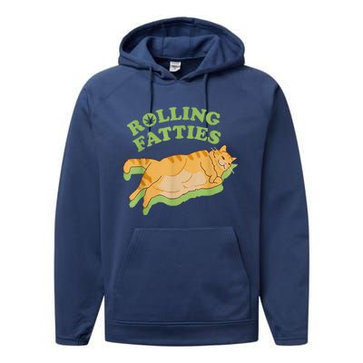 Rolling Fatties Funny Weed Cat Marijuana  Performance Fleece Hoodie