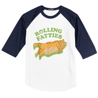 Rolling Fatties Funny Weed Cat Marijuana  Baseball Sleeve Shirt