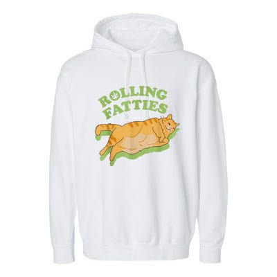 Rolling Fatties Funny Weed Cat Marijuana  Garment-Dyed Fleece Hoodie