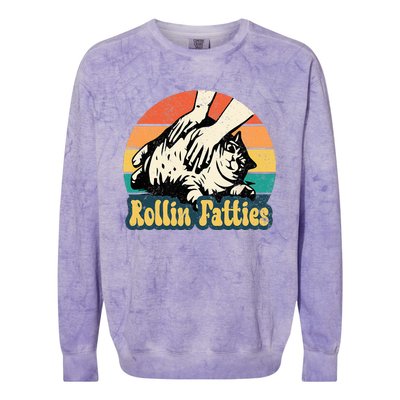 Rollin Fatties Funny Cat Meme Cat Mom Cat Owner Cat Lover Colorblast Crewneck Sweatshirt