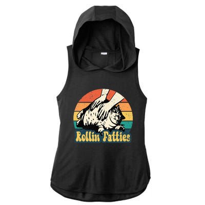 Rollin Fatties Funny Cat Meme Cat Mom Cat Owner Cat Lover Ladies PosiCharge Tri-Blend Wicking Draft Hoodie Tank