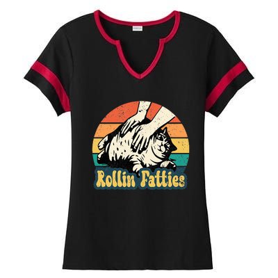 Rollin Fatties Funny Cat Meme Cat Mom Cat Owner Cat Lover Ladies Halftime Notch Neck Tee