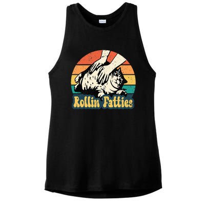 Rollin Fatties Funny Cat Meme Cat Mom Cat Owner Cat Lover Ladies PosiCharge Tri-Blend Wicking Tank