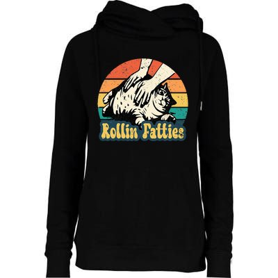 Rollin Fatties Funny Cat Meme Cat Mom Cat Owner Cat Lover Womens Funnel Neck Pullover Hood