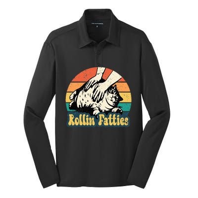 Rollin Fatties Funny Cat Meme Cat Mom Cat Owner Cat Lover Silk Touch Performance Long Sleeve Polo