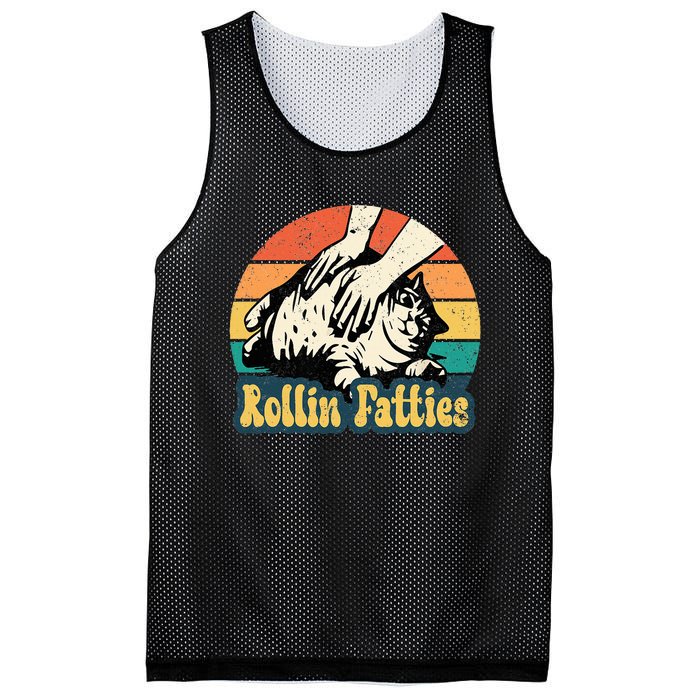 Rollin Fatties Funny Cat Meme Cat Mom Cat Owner Cat Lover Mesh Reversible Basketball Jersey Tank