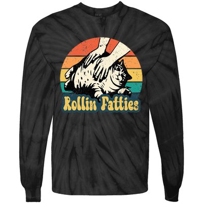 Rollin Fatties Funny Cat Meme Cat Mom Cat Owner Cat Lover Tie-Dye Long Sleeve Shirt