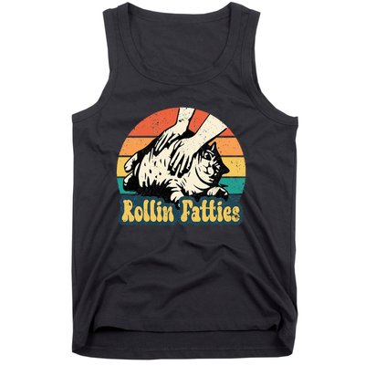 Rollin Fatties Funny Cat Meme Cat Mom Cat Owner Cat Lover Tank Top