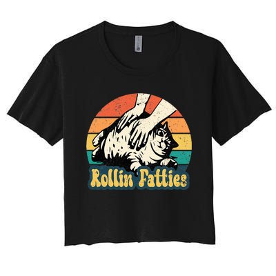 Rollin Fatties Funny Cat Meme Cat Mom Cat Owner Cat Lover Women's Crop Top Tee