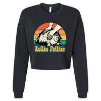 Rollin Fatties Funny Cat Meme Cat Mom Cat Owner Cat Lover Cropped Pullover Crew