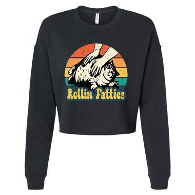 Rollin Fatties Funny Cat Meme Cat Mom Cat Owner Cat Lover Cropped Pullover Crew