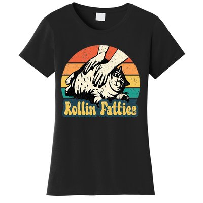 Rollin Fatties Funny Cat Meme Cat Mom Cat Owner Cat Lover Women's T-Shirt