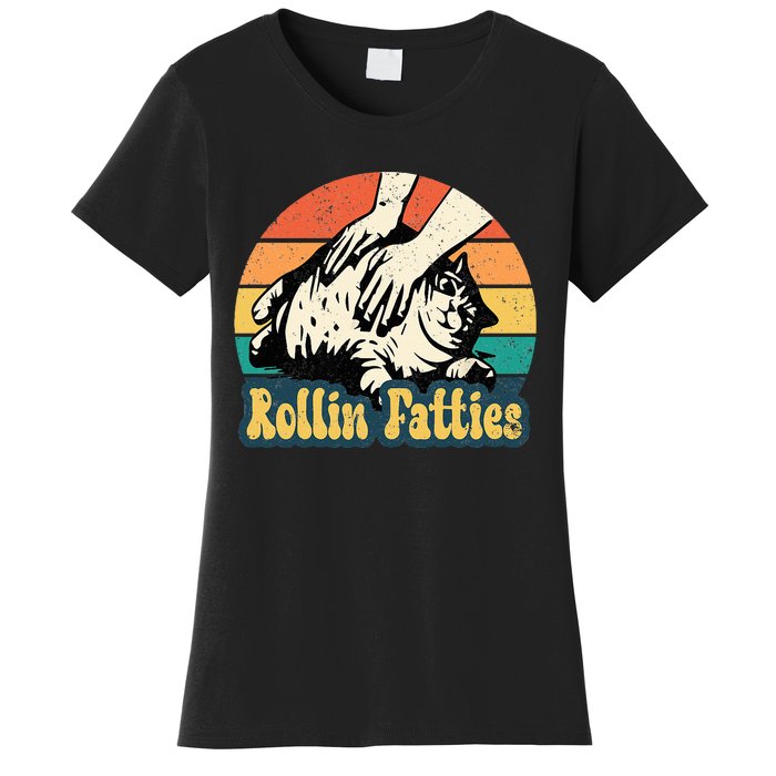 Rollin Fatties Funny Cat Meme Cat Mom Cat Owner Cat Lover Women's T-Shirt