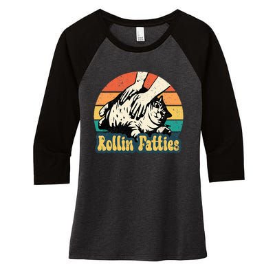 Rollin Fatties Funny Cat Meme Cat Mom Cat Owner Cat Lover Women's Tri-Blend 3/4-Sleeve Raglan Shirt