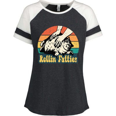 Rollin Fatties Funny Cat Meme Cat Mom Cat Owner Cat Lover Enza Ladies Jersey Colorblock Tee