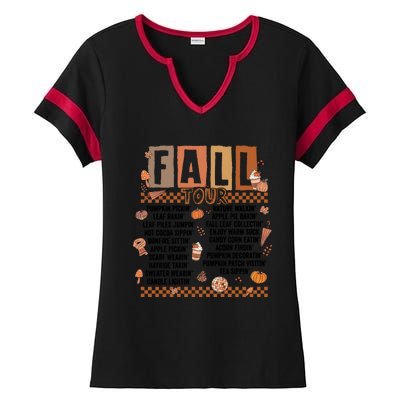 Retro Fall Funny Autumn Lover Ladies Halftime Notch Neck Tee