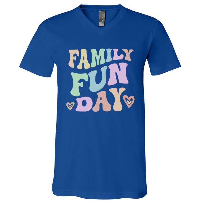 Retro Family Fun Day Vacation Road Trip Retro Gathering Gift V-Neck T-Shirt