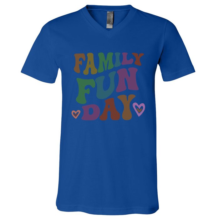 Retro Family Fun Day Vacation Road Trip Travel Reunion Event Funny Gift V-Neck T-Shirt