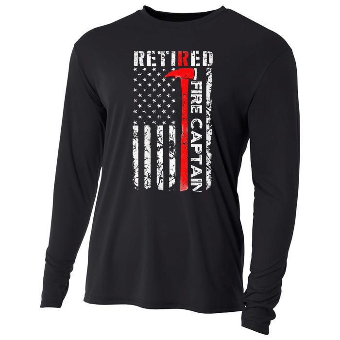 Retired Firefighter Fire Captain Retirement UAS flag Gifts Cooling Performance Long Sleeve Crew