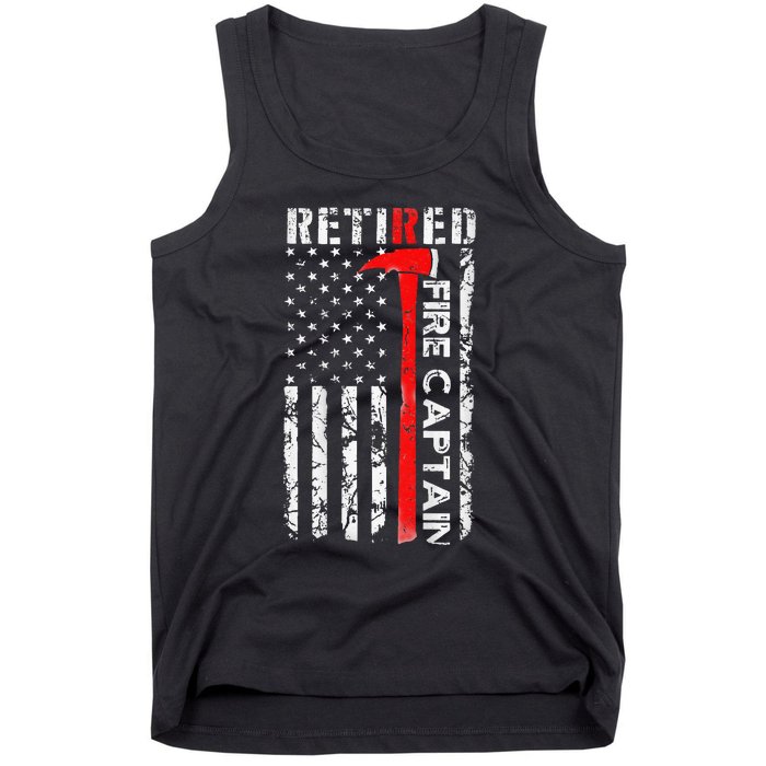 Retired Firefighter Fire Captain Retirement UAS flag Gifts Tank Top